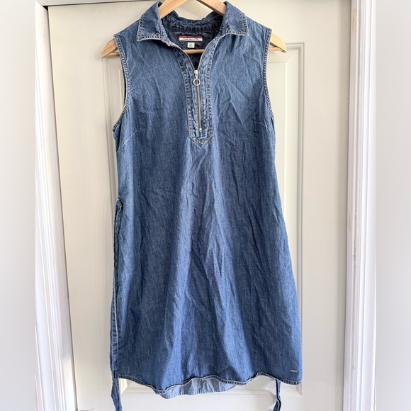 Tommy Hilfiger Dresses & Skirts - Tommy Hilfiger Sleeveless Denim Zip-Front Shift Dress - Blue